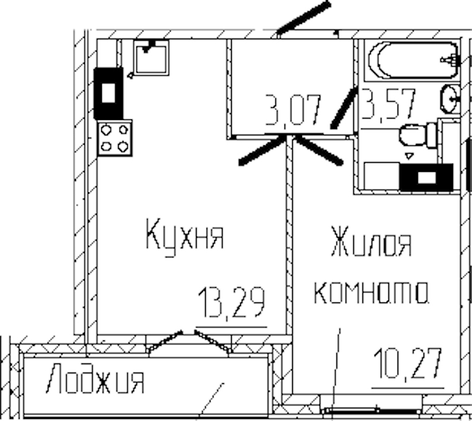 1-комнатная квартира 32.17 м², 6/6 эт., ЖК «SERTOLOVO PARK»